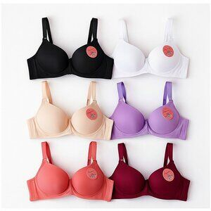 Angelina 6-Pack Wide Wing T-Shirt Bra Set | Everyday Comfort + Side Support 38B